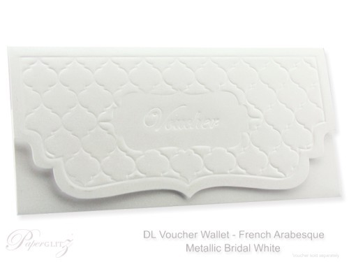 DL Voucher Wallet - French Arabesque Crystal Perle Metallic Arctic White