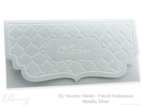 DL Voucher Wallet - French Arabesque Crystal Perle Metallic Steele Silver