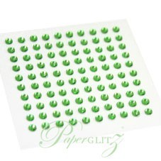 Self-Adhesive Diamantes - 3mm Round Lime Green - Sheet of 100