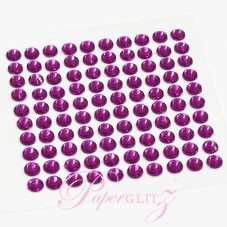 Self-Adhesive Diamantes - 4mm Round Violet - Sheet of 100