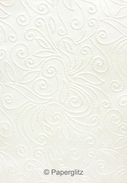 Handmade Embossed Paper - Elyse White Pearl A4 Sheets