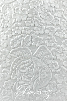 Handmade Embossed Paper - Embossed Flowers White Matte Full Sheet (56x76cm)