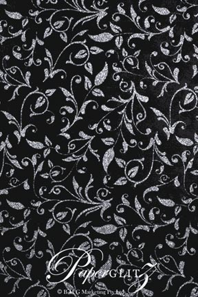 Handmade Chiffon Paper - Enchanting Black & Silver Glitter Full Sheets (56x76cm)