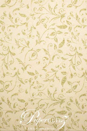 Handmade Chiffon Paper - Enchanting Ivory Pearl & Gold Glitter Full Sheets (56x76cm)