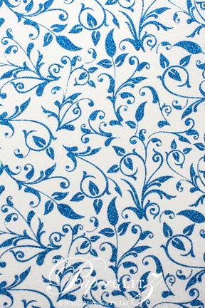 Handmade Chiffon Paper - Enchanting White Pearl & Turquoise Glitter Full Sheets (56x76cm)