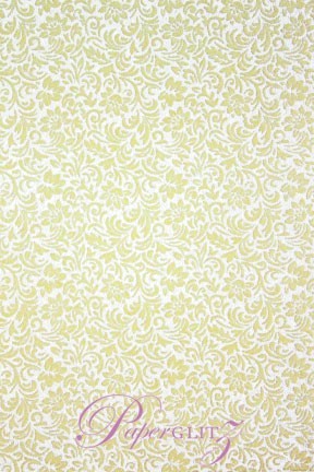 Handmade Flocked Paper - Flourish Cream Flock on White Pearl A4 Sheets