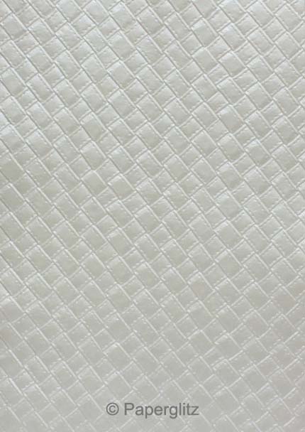 Handmade Embossed Paper - Leatherette Silver Pearl Full Sheet (Special Size 66x66cm)