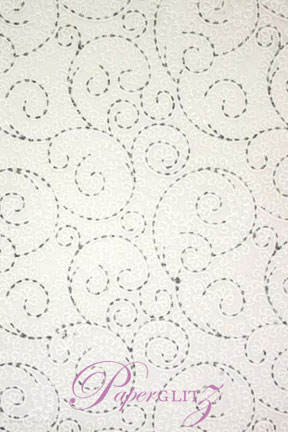 Handmade Chiffon Paper - Lunar Maze White Print & Silver Glitter Full Sheets (56x76cm)