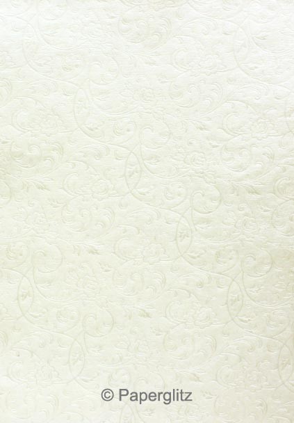 Handmade Embossed Paper - Olivia White Pearl Full Sheet (56x76cm)