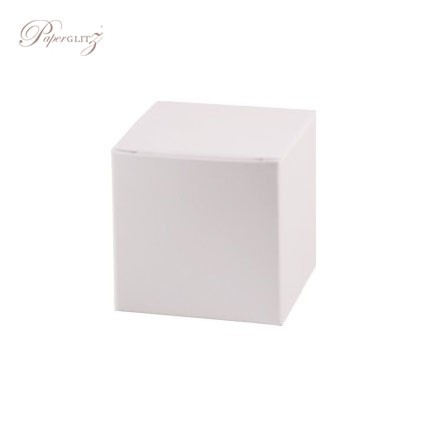 5cm Cube Box - Crystal Perle Metallic Diamond White