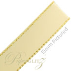 15mm Satin Ribbon - Double Sided 25Mtr Roll - Cream with Gold Edge