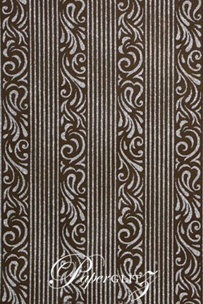 Handmade Chiffon Paper - Serenity Chocolate Brown & Silver Glitter Full Sheets (56x76cm)