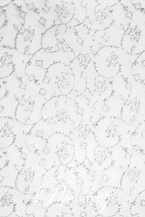 Handmade Chiffon Paper - Sienna White Print & Silver Glitter Full Sheets (56x76cm)