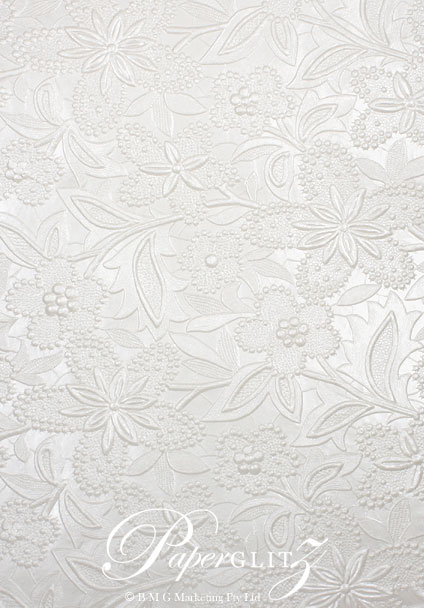 Handmade Embossed Paper - Spring White Pearl Full Sheet (56x76cm)