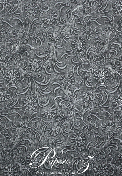 Handmade Embossed Paper - Tuscany Midnight Pearl A4 Sheets