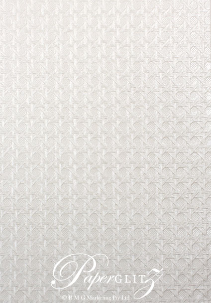 Handmade Embossed Paper - Wicker White Pearl A4 Sheets