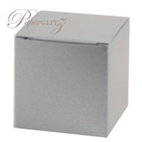 5cm Cube Box - Crystal Perle Metallic Steele Silver