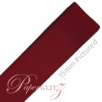 15mm Satin Ribbon - Double Sided 25Mtr Roll - Burgundy