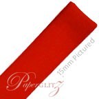 15mm Satin Ribbon - Double Sided 25Mtr Roll - Flame Red