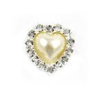 Diamante & Pearl Cluster - Heart Ivory - 10 Pack