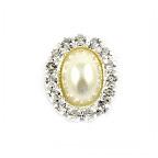Diamante & Pearl Cluster - Oval Ivory - 10 Pack